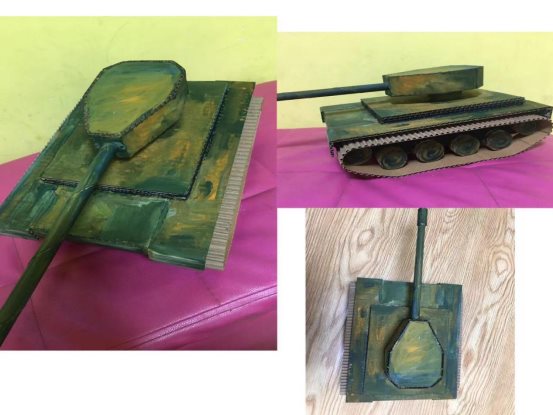 张睿朗+手工制作+纸盒坦克图片